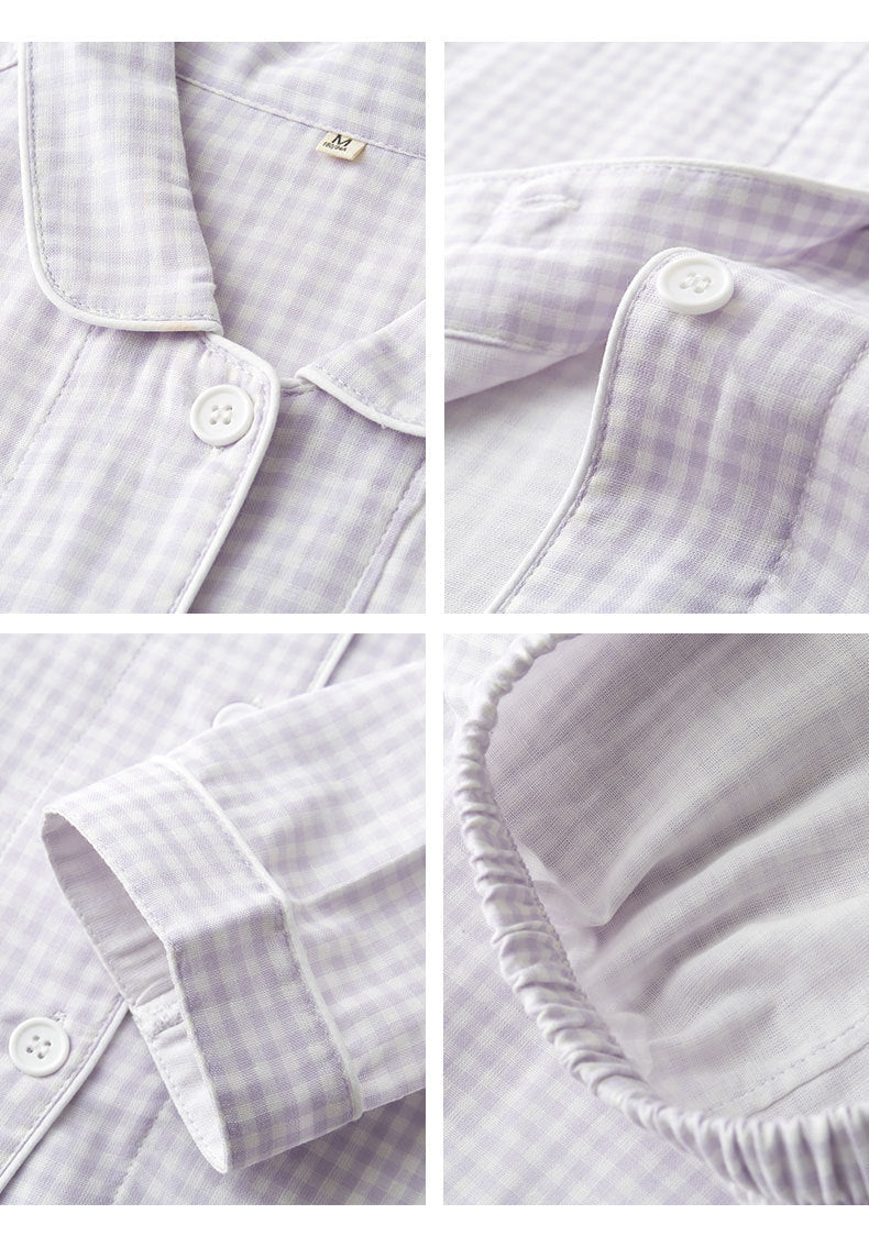 Gingham Long-Sleeve Pajama Set (3 Colors)