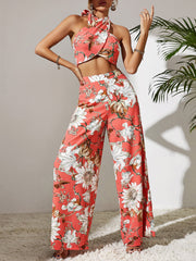 Printed Suspenders Two-piece Set