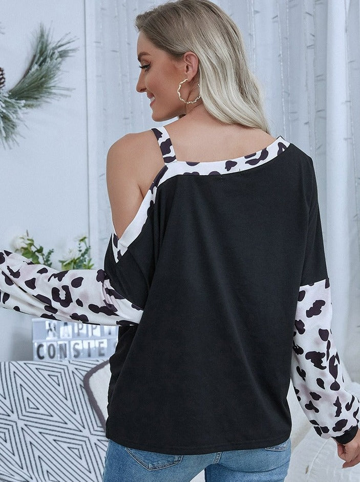Top con hombros descubiertos y estampado de leopardo 