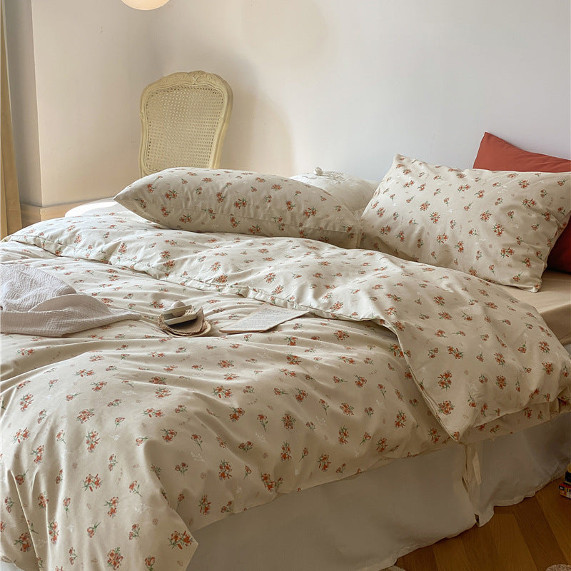 Juego de cama floral - Beige