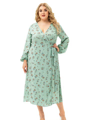 The New Long Sleeve Floral Split Dress