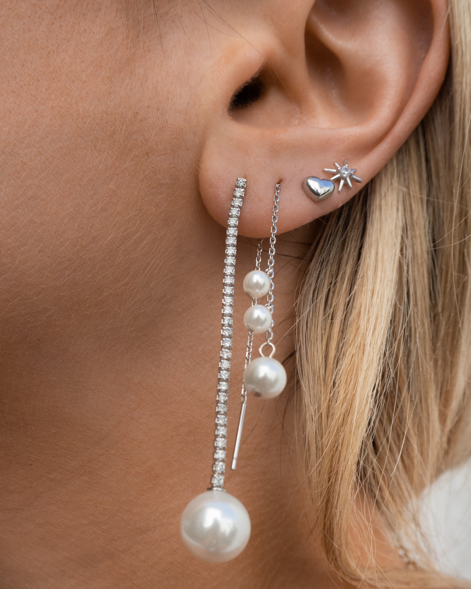 Mini pendientes de corazón de plata