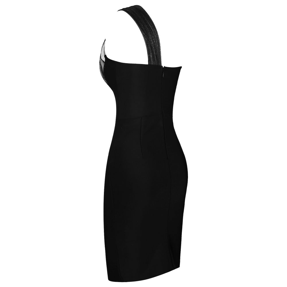 Ärmelloses asymmetrisches Midi-Bandage-Kleid mit einer Schulter PF091910