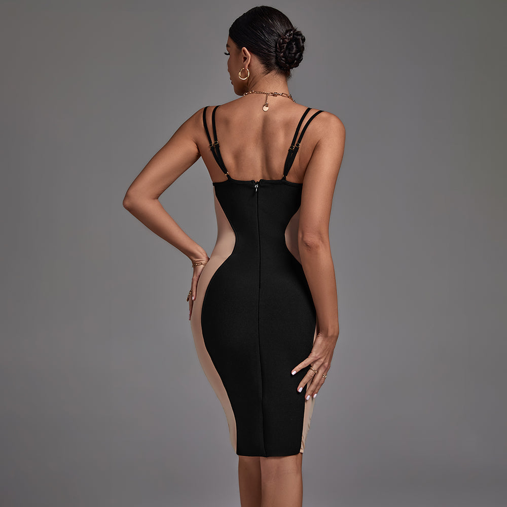 Strappy Sleeveless Mesh Midi Bandage Dress