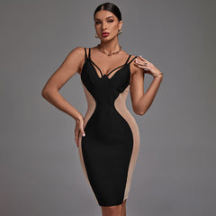 Strappy Sleeveless Mesh Midi Bandage Dress