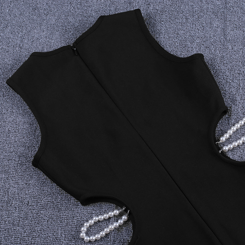 Round Neck Sleeveless Cut Out Midi Bandage Dress PF21421
