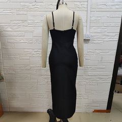 Ärmelloses Midi-Bandage-Kleid mit Riemchen und Strass PH0503