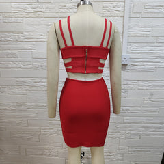 Strappy Sleeveless Metal Belt Mini Bandage Dress PH0504