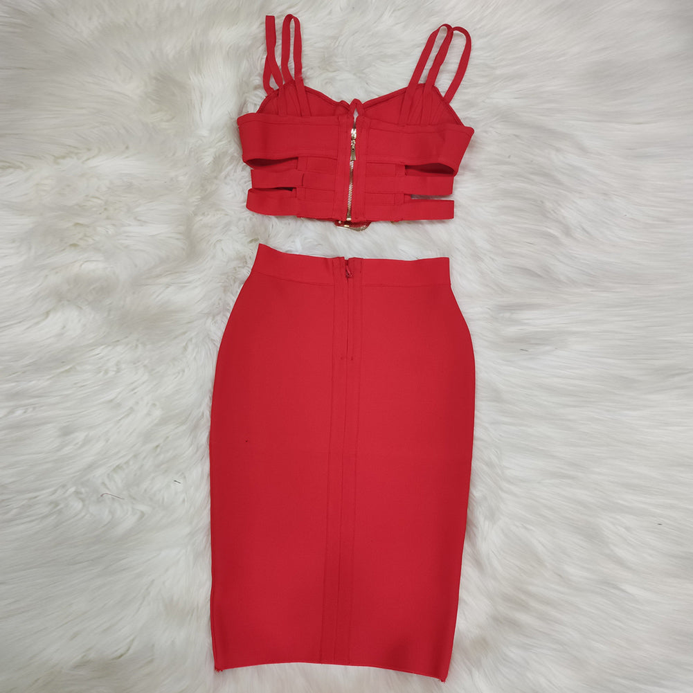 Strappy Sleeveless Metal Belt Mini Bandage Dress PH0504