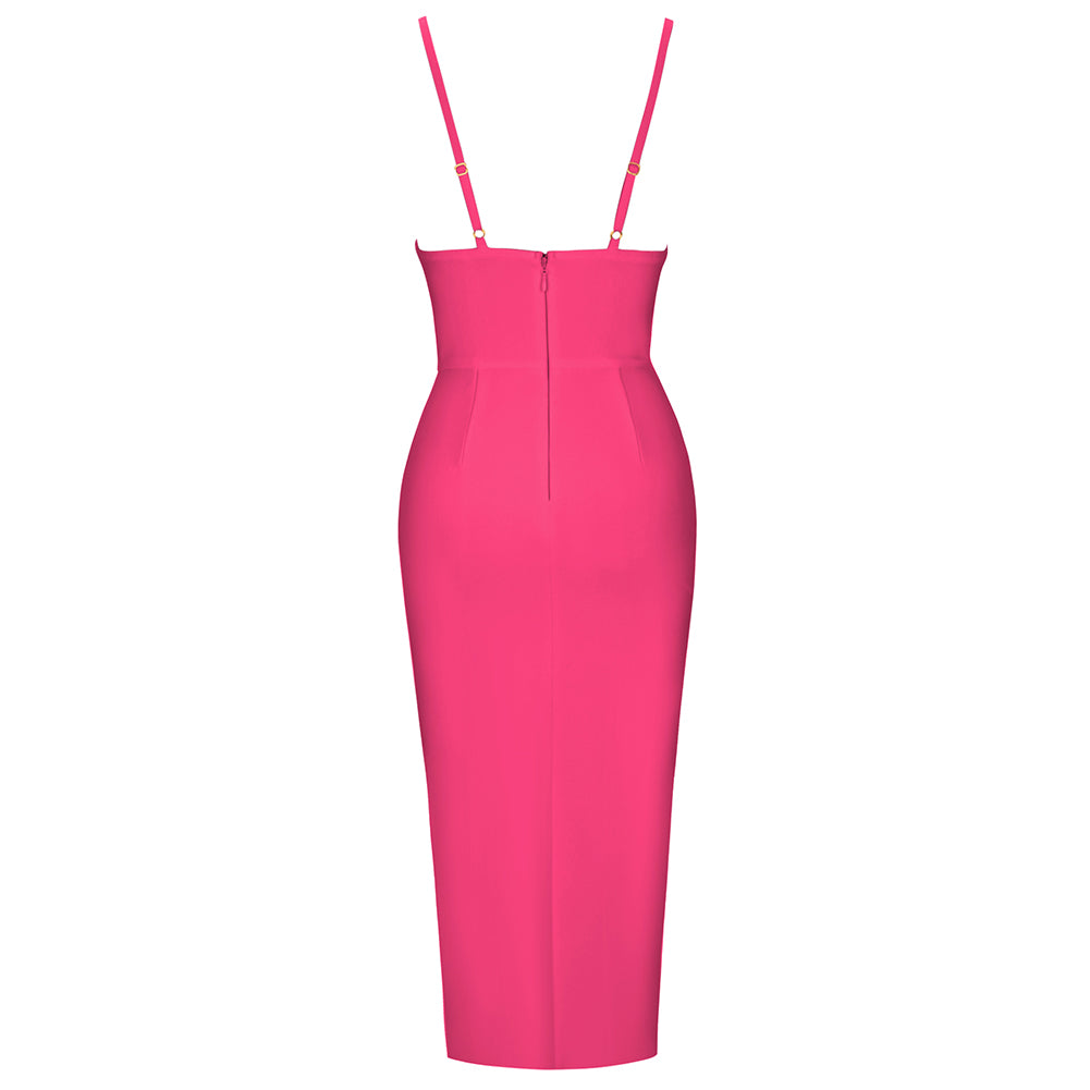 Strappy Sleeveless Slit Midi Bandage Dress PK211101