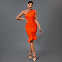 One Shoulder Fishtail Bandage Dress