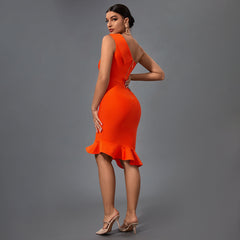 One Shoulder Fishtail Bandage Dress