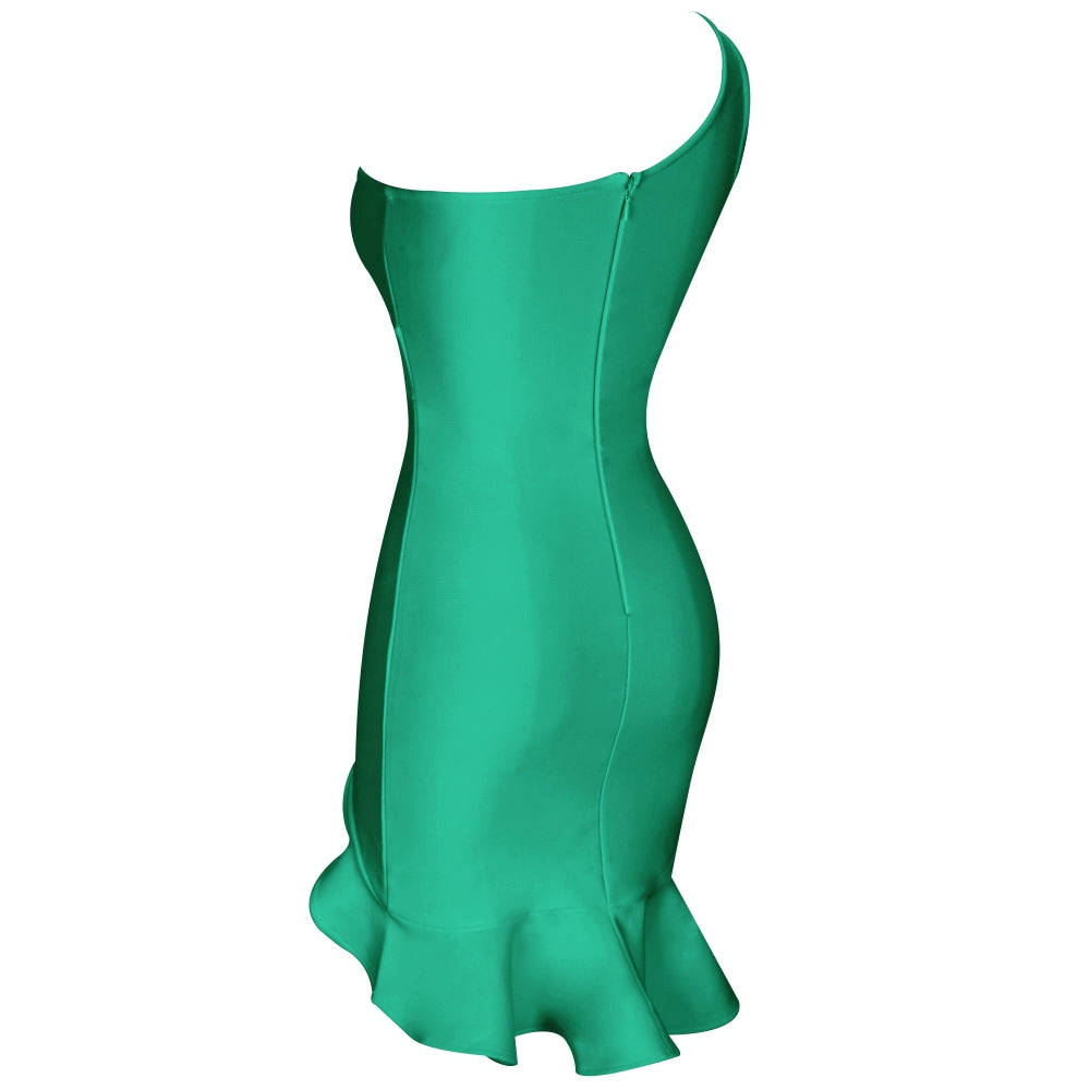 Vestido mini de vendaje asimétrico sin mangas con un solo hombro PP091914