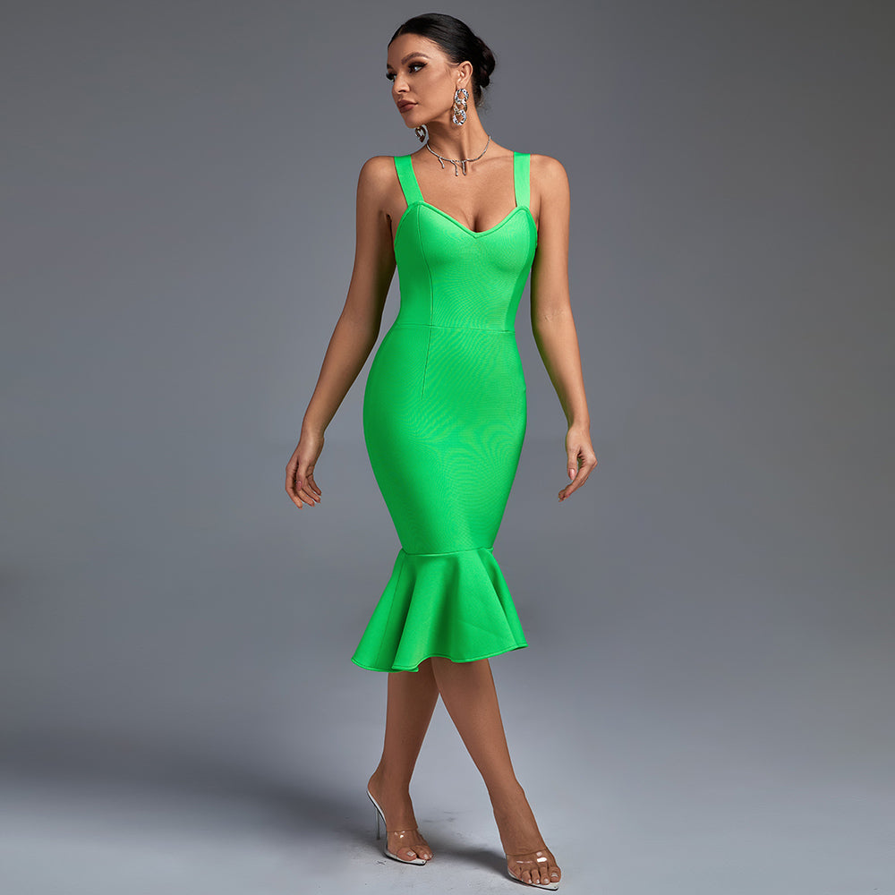 Vestido de vendaje con cola de pez por encima de la rodilla