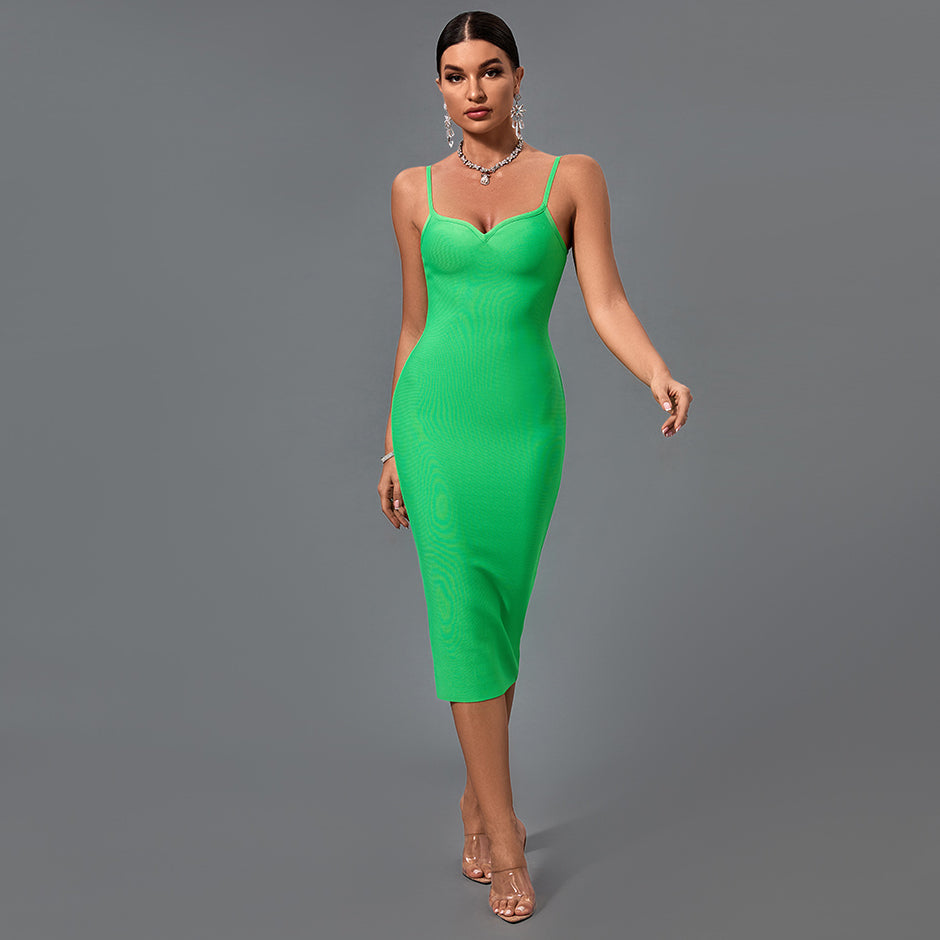 Strappy Sleeveless Plain Midi Bandage Dress