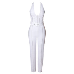 Halter Sleeveless With Belt Bandage Jumpsuit