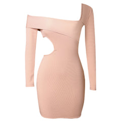 Mini-Bandage-Kleid mit One-Shoulder-Langarm und Cut-Outs PZC1238