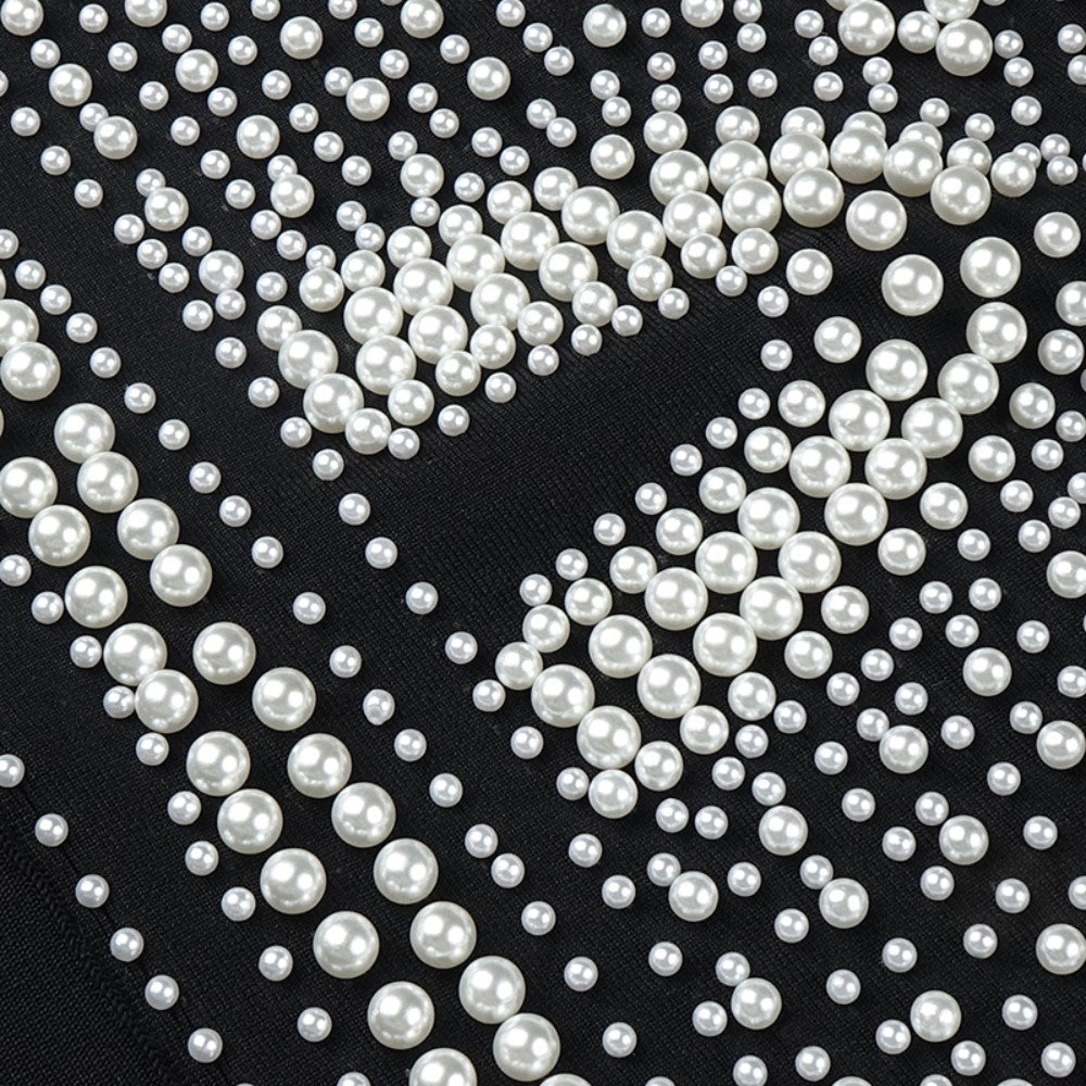 Halter Sleeveless Bubble Beads Midi Bandage Dress PZC1279