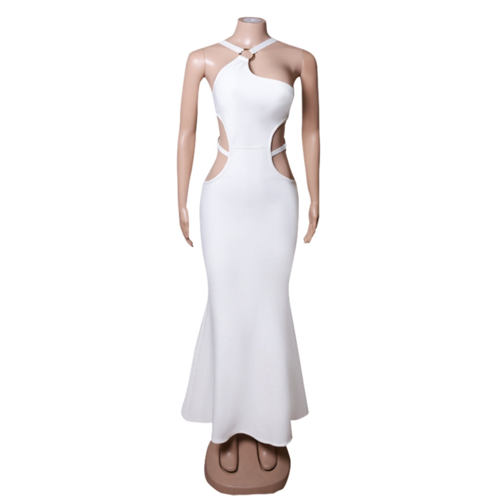 Ärmelloses Maxi-Bandage-Kleid mit Cut-Outs und einer Schulter PZC1571