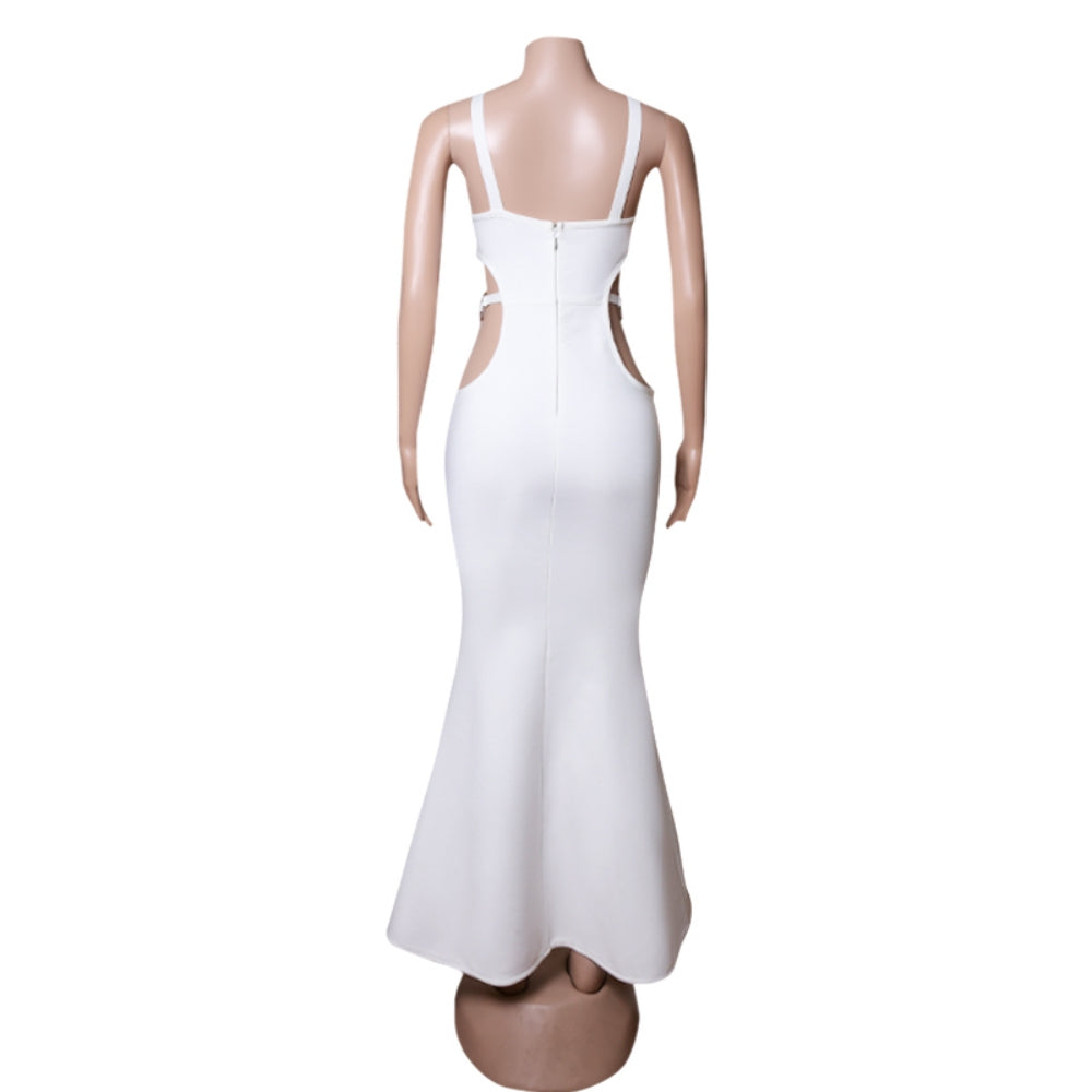 Ärmelloses Maxi-Bandage-Kleid mit Cut-Outs und einer Schulter PZC1571