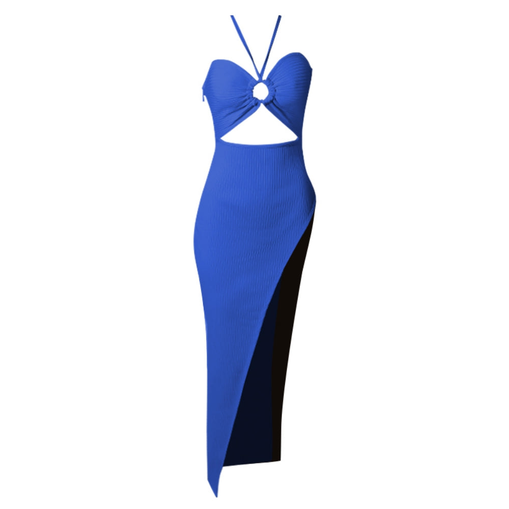 Halter Sleeveless Cut Out Maxi Bandage Dress PZC1592