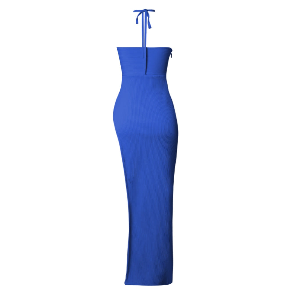 Halter Sleeveless Cut Out Maxi Bandage Dress PZC1592