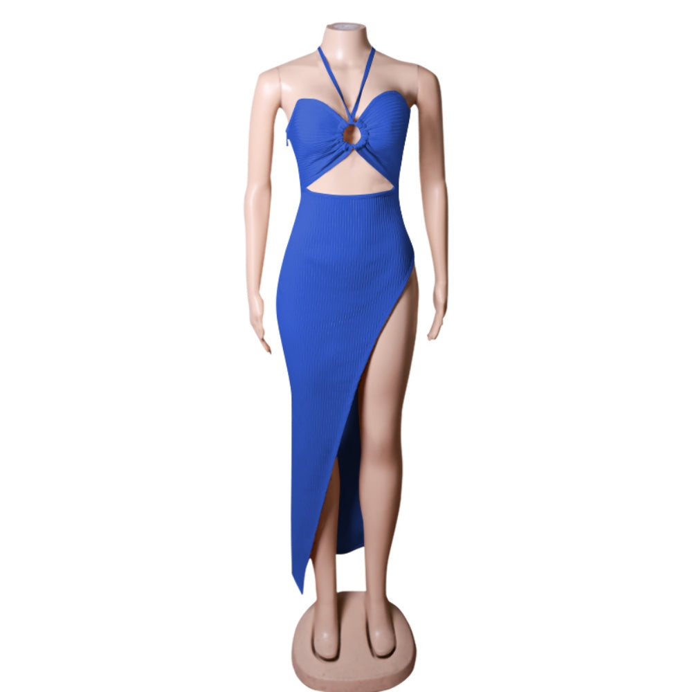 Halter Sleeveless Cut Out Maxi Bandage Dress PZC1592