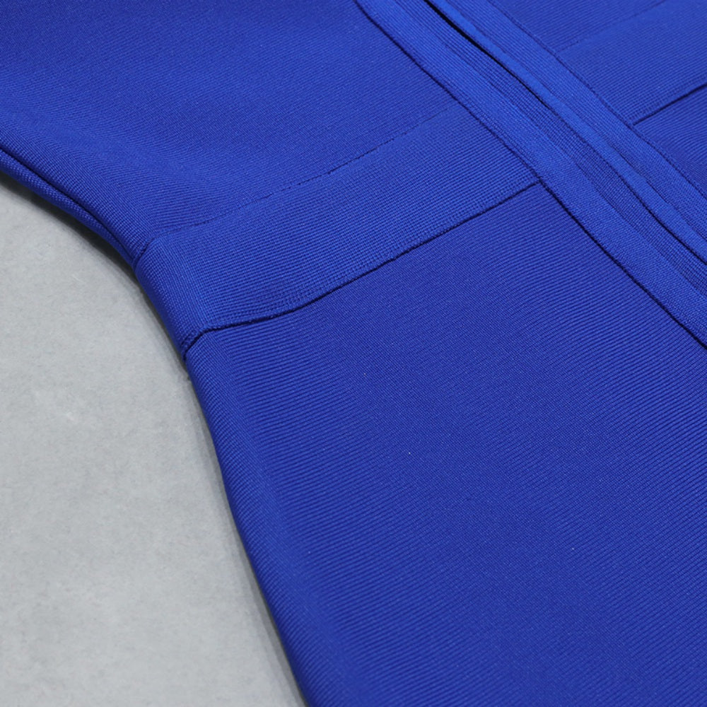 Round Neck Short Sleeve Midi Pleated Bandage Dress PZC1643