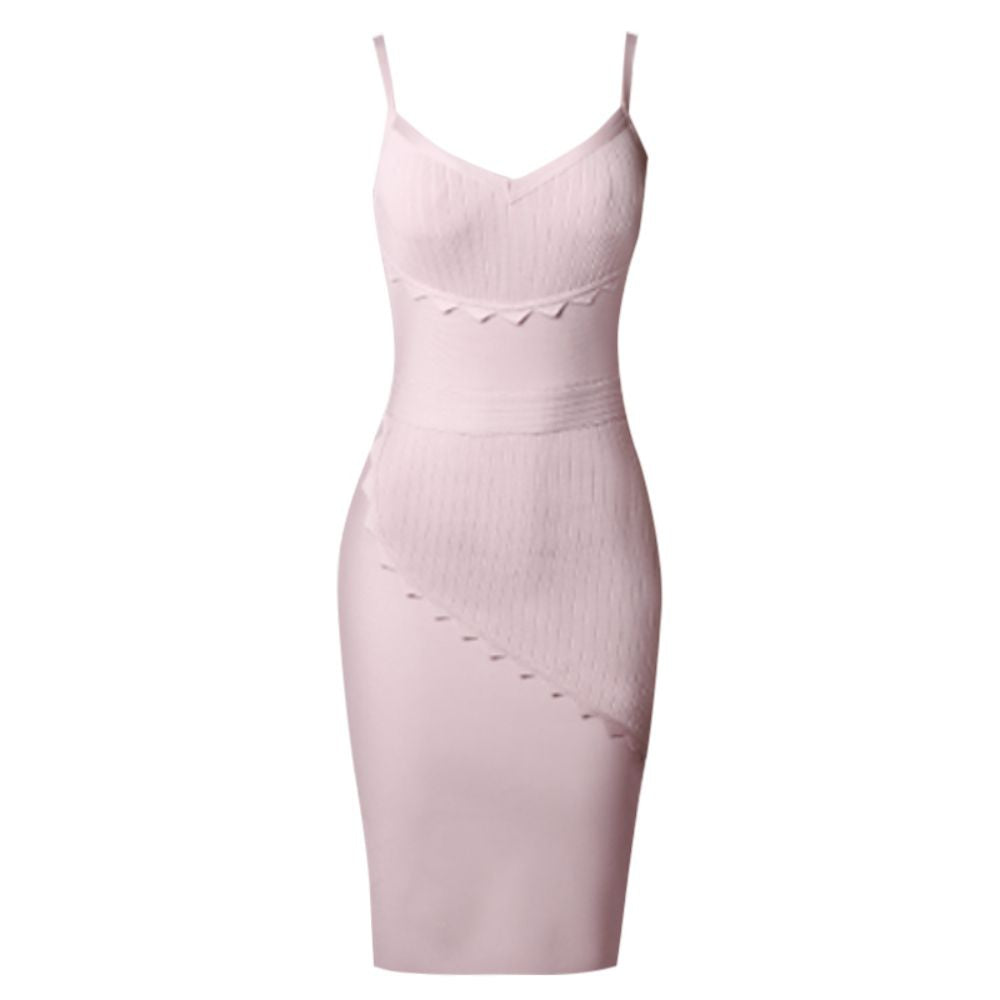 Strappy Sleeveless Frill Midi Bandage Dress PZC1686