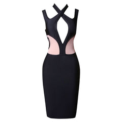 Halter Sleeveless Mesh Midi Bandage Dress PZC1697