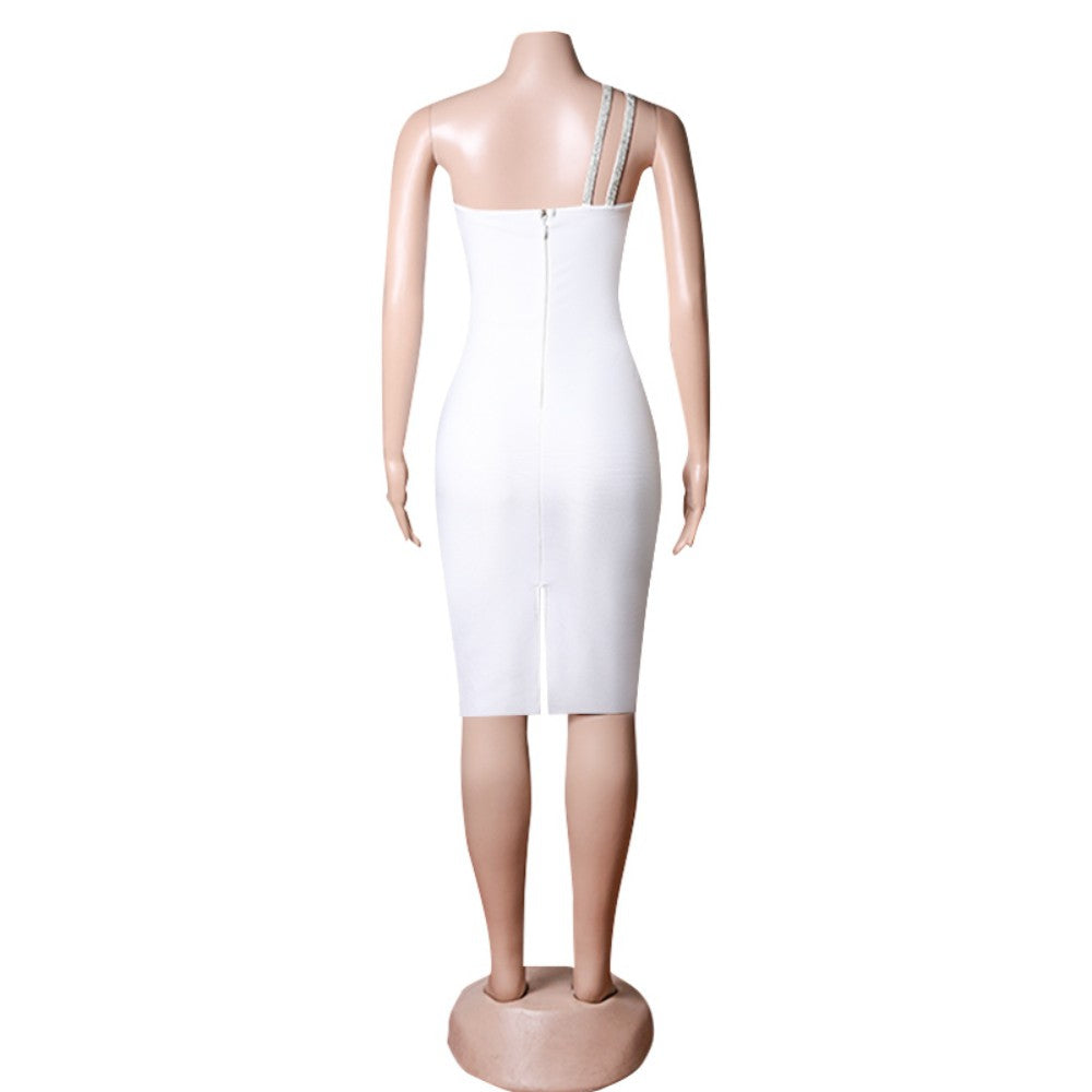 Ärmelloses Midi-Bandage-Kleid mit einer Schulter und Cut-Outs PZC1721