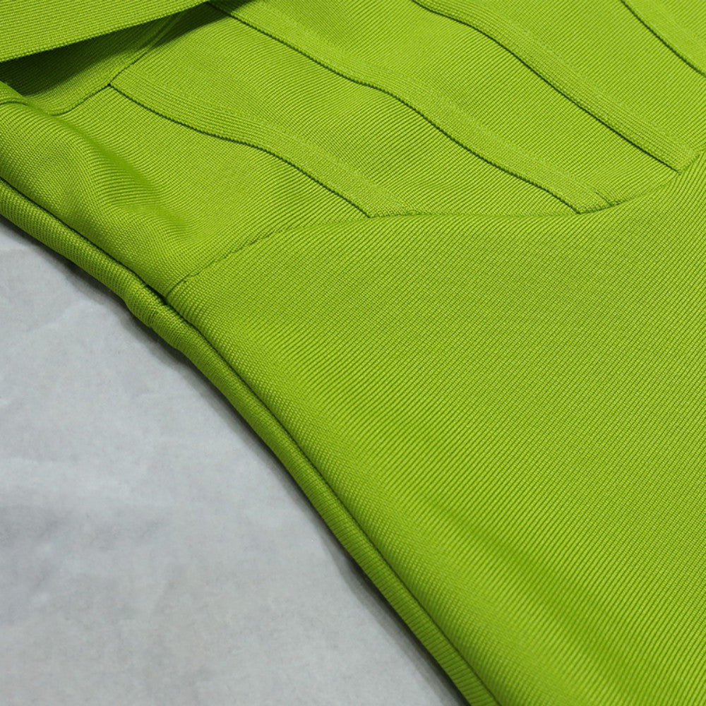 Halter Short Sleeve Asymmetrical Midi Bandage Dress PZC1731