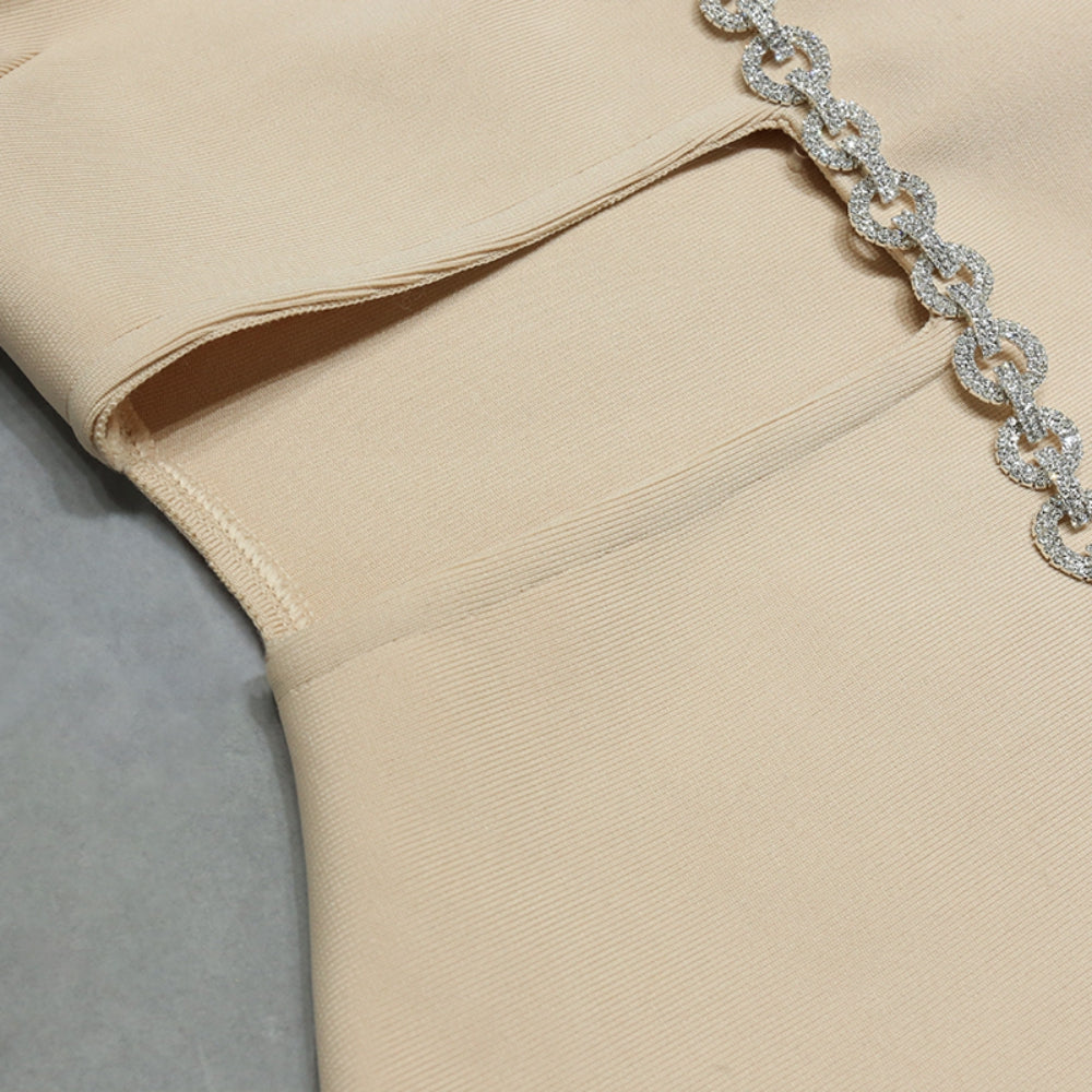 One Shoulder Sleeveless Drill Chain Mini Bandage Dress PZC1770