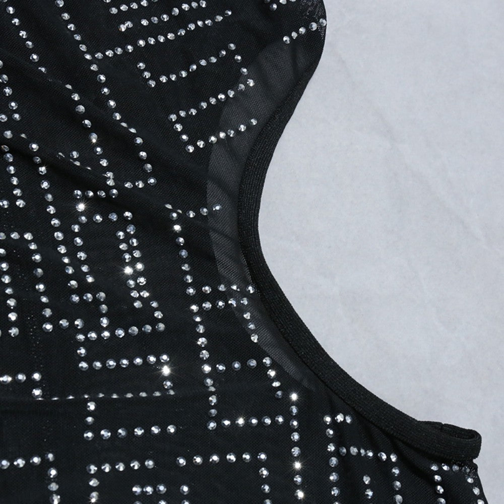 High Neck Long Sleeve Maxi Asymmetrical Bandage Dress PZC1868
