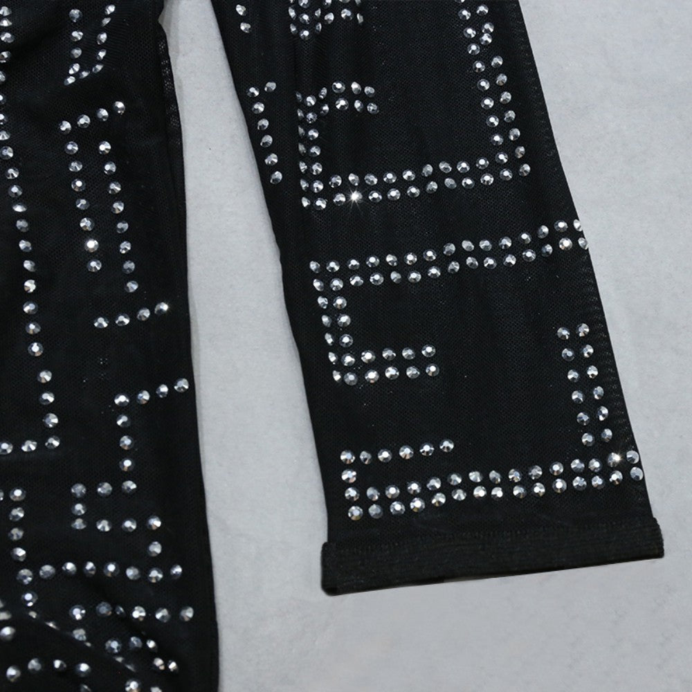 High Neck Long Sleeve Maxi Asymmetrical Bandage Dress PZC1868
