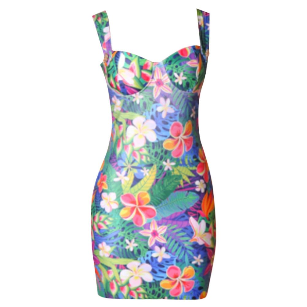 Strappy Sleeveless Mini Floral Bandage Dress PZL2993