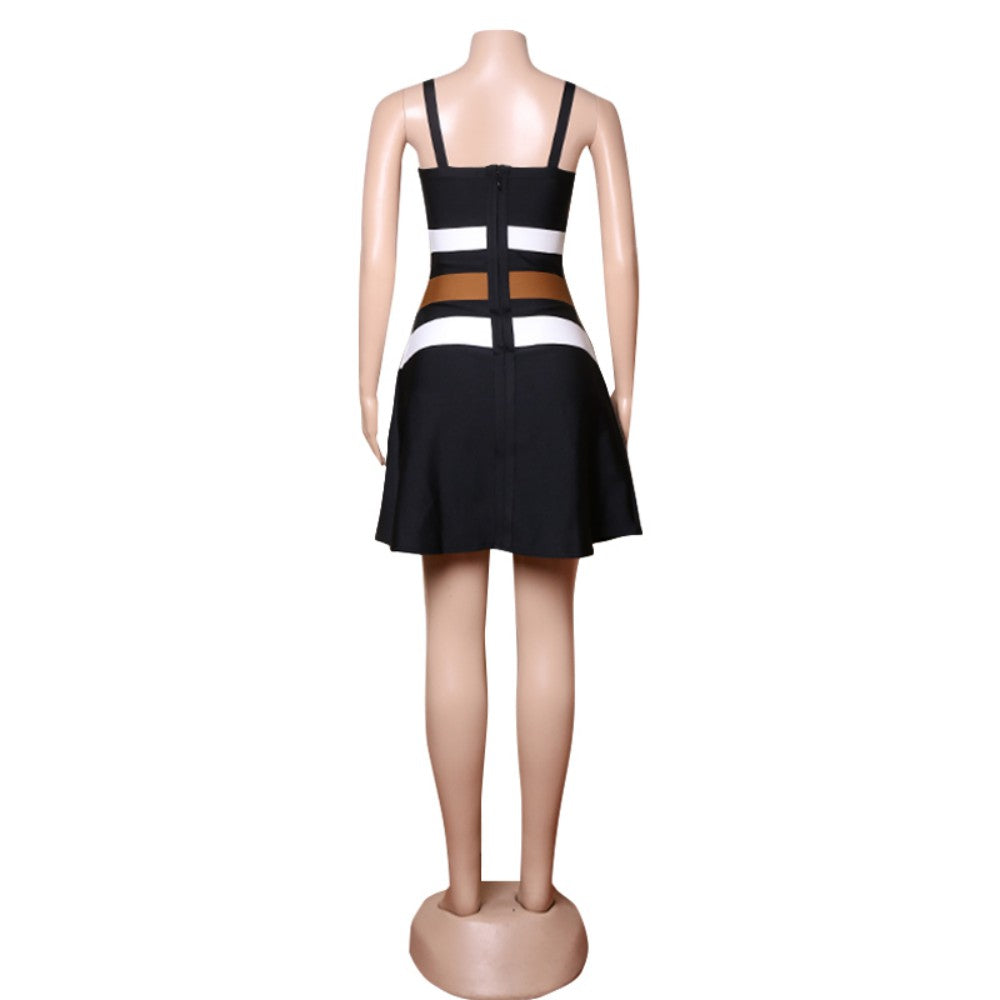 Strappy Sleeveless Mini Splicing Bandage Dress PZL3006