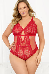 Plus Size Fishnet Panel Teddy