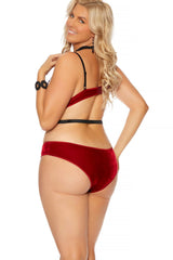 Plus Size Velvet And Lace Set With Underwire Cups