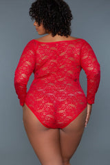 Red Hot Long Sleeved Bodysuit | Plus Size