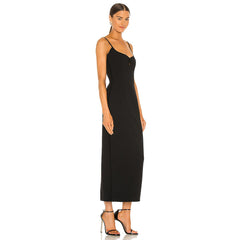 Ärmelloses, schlichtes Midi-Bandage-Kleid mit Trägern SJ031801