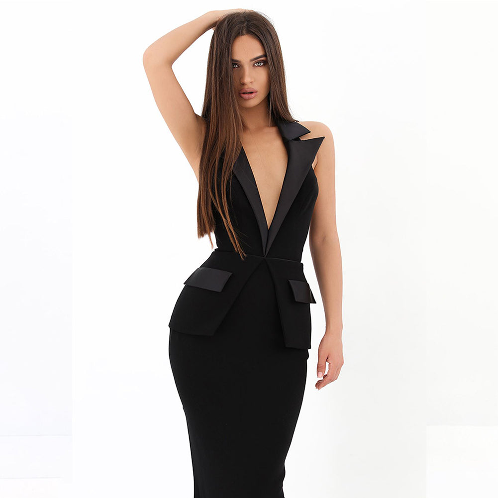 Halter Sleeveless Backless Maxi Bandage Dress SJ031804