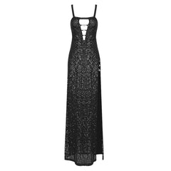 Ärmelloses Maxi-Bodycon-Kleid mit Trägern und Pailletten SJ061608