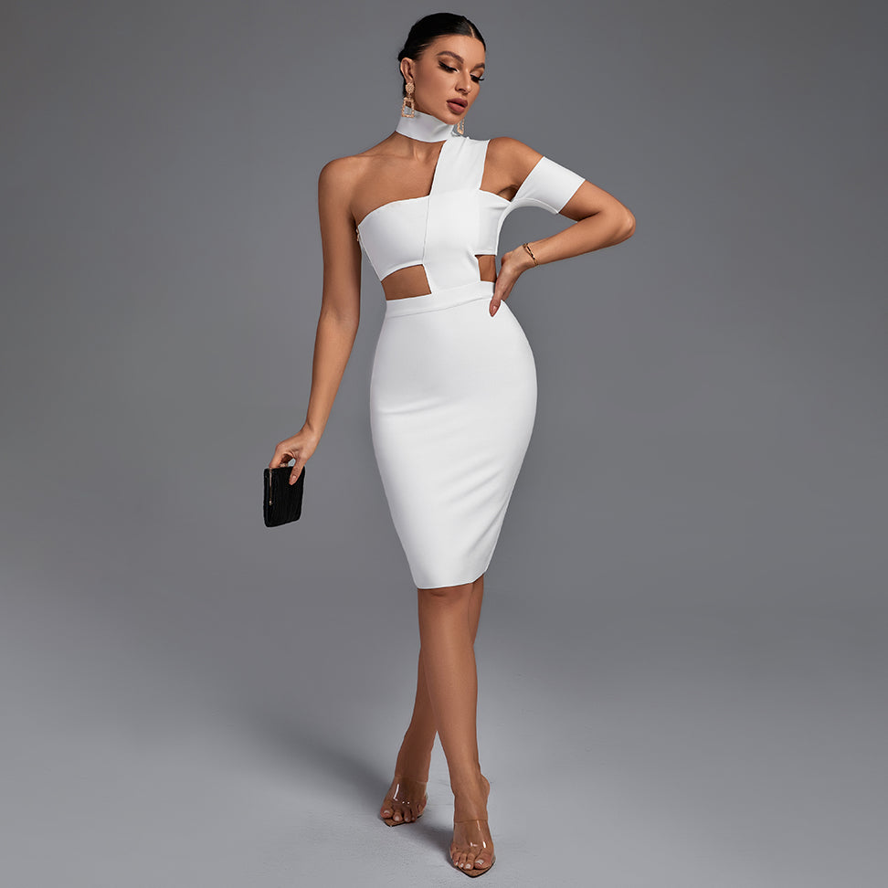 Halter Sleeveless Cut out Midi Bandage Dress