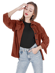 Corduroy Solid Color Shirt Jacket