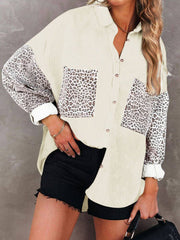 Corduroy Loose Leopard Print Casual Shirt