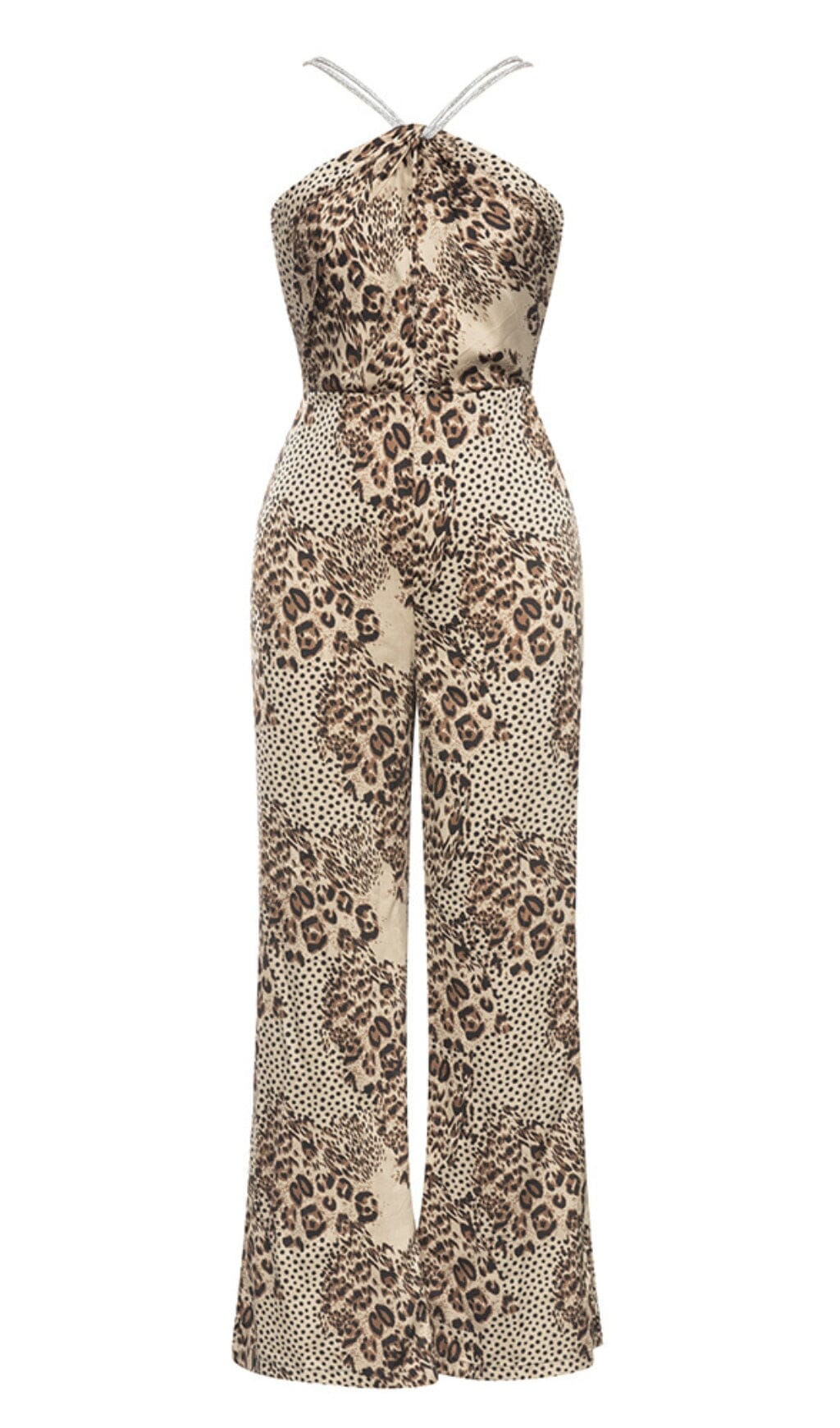 Jumpsuit mit Trägern und Leopardenmuster in Braun 