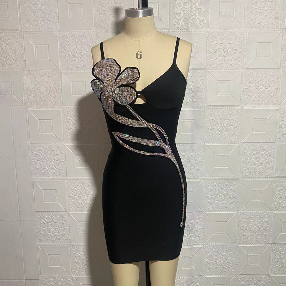 Strappy Sleeveless Mini Rhinestone Bandage Dress