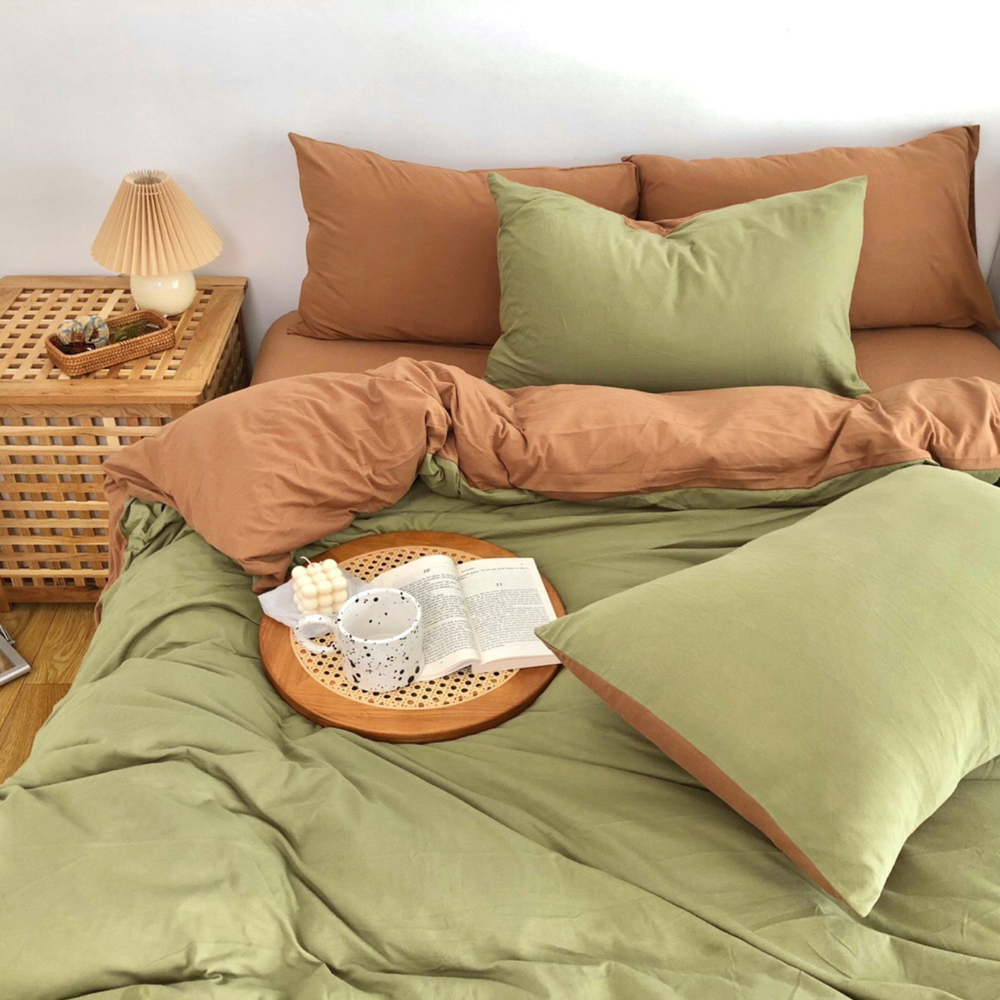 Duo Duvet Cover - Burnt Orange + Peach