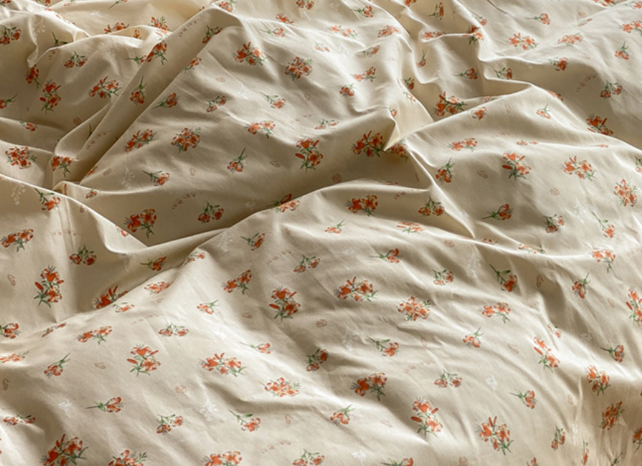 Juego de cama floral - Beige